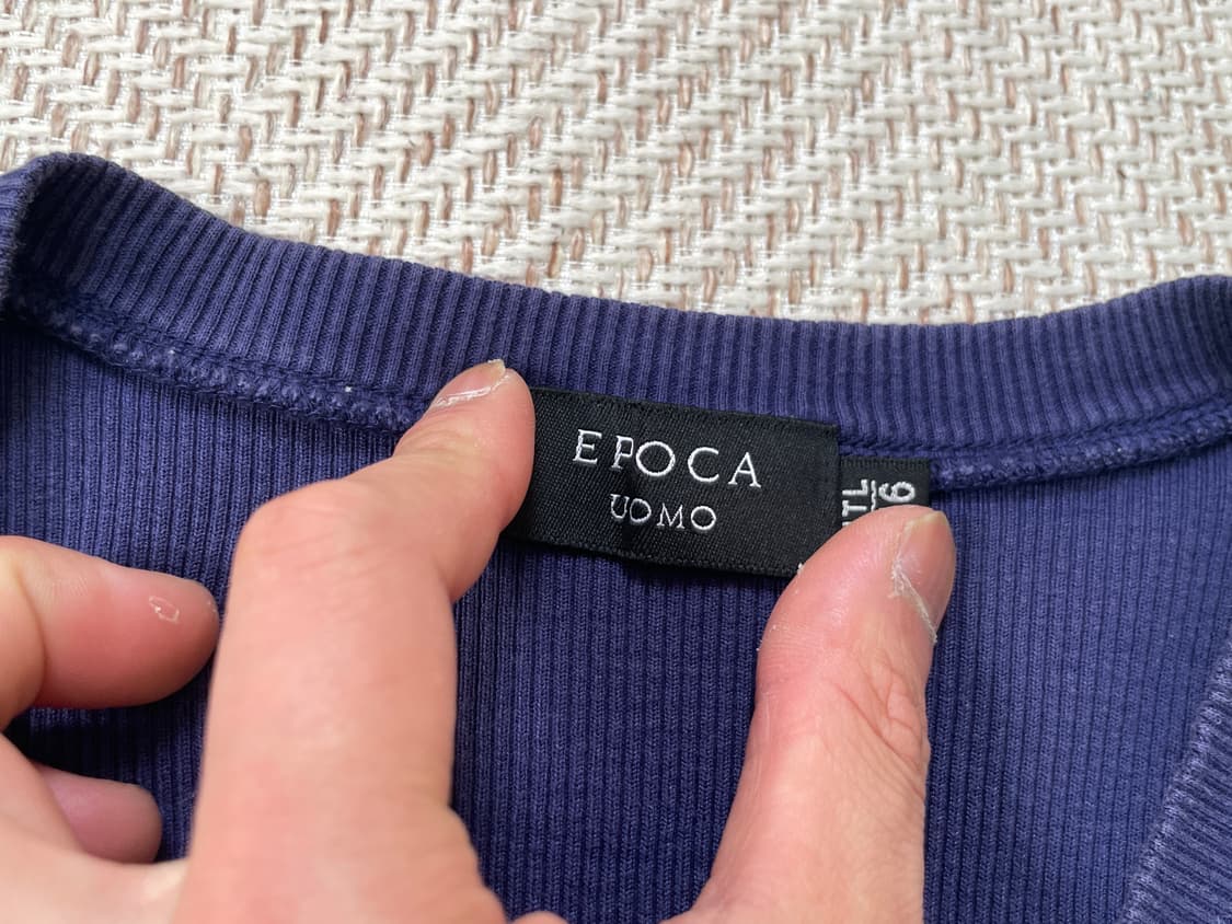 빈티지 epoca uomo 이태리 네이비 코튼 반팔티  상품이미지4
