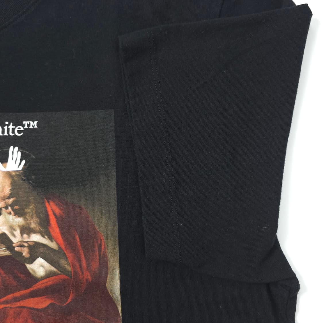 오프화이트 카라바조 코튼 티셔츠 블랙 (M) 상품이미지3