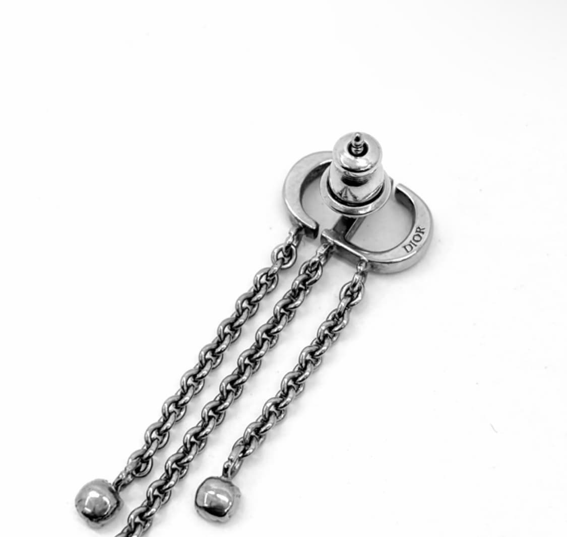 [S] 디올 쁘띠 CD 트레저 피니시 크리스탈 이어링 귀걸이 실버 스몰 상품이미지6