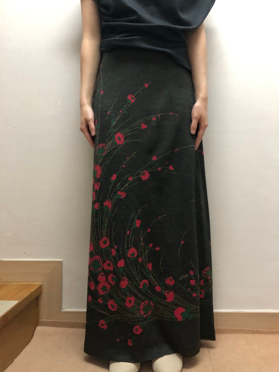 빈티지 딥그레이 오리엔탈 롱 스커트 상품이미지2