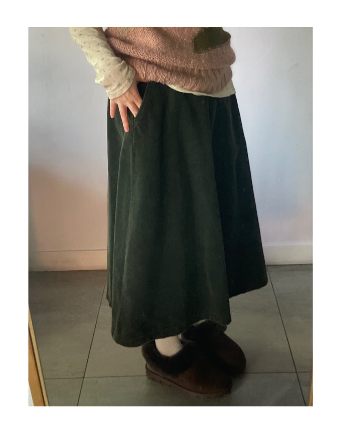 일본빈티지) 코듀로이 카키스커트 상품이미지3