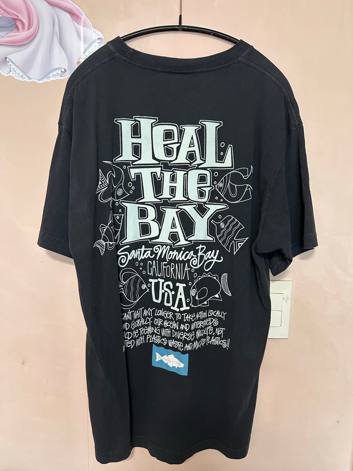 M) 스투시 힐 더 베이 오션 피그먼트 다이드 티셔츠 블랙 상품이미지5