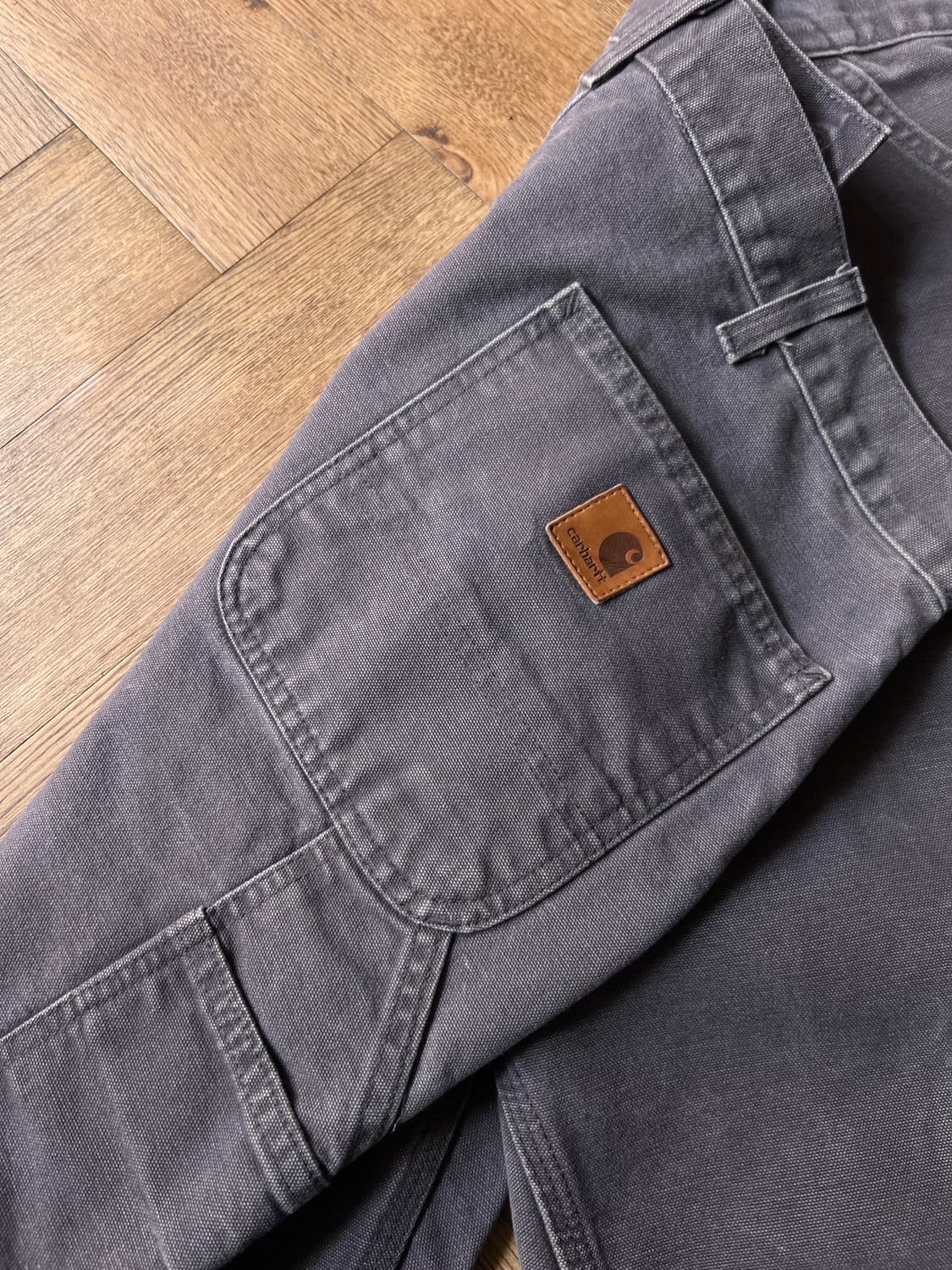 [38]칼하트 USA 빈티지 워싱 패트롤 블루 컷오프 싱글니 워크 팬츠 상품이미지4