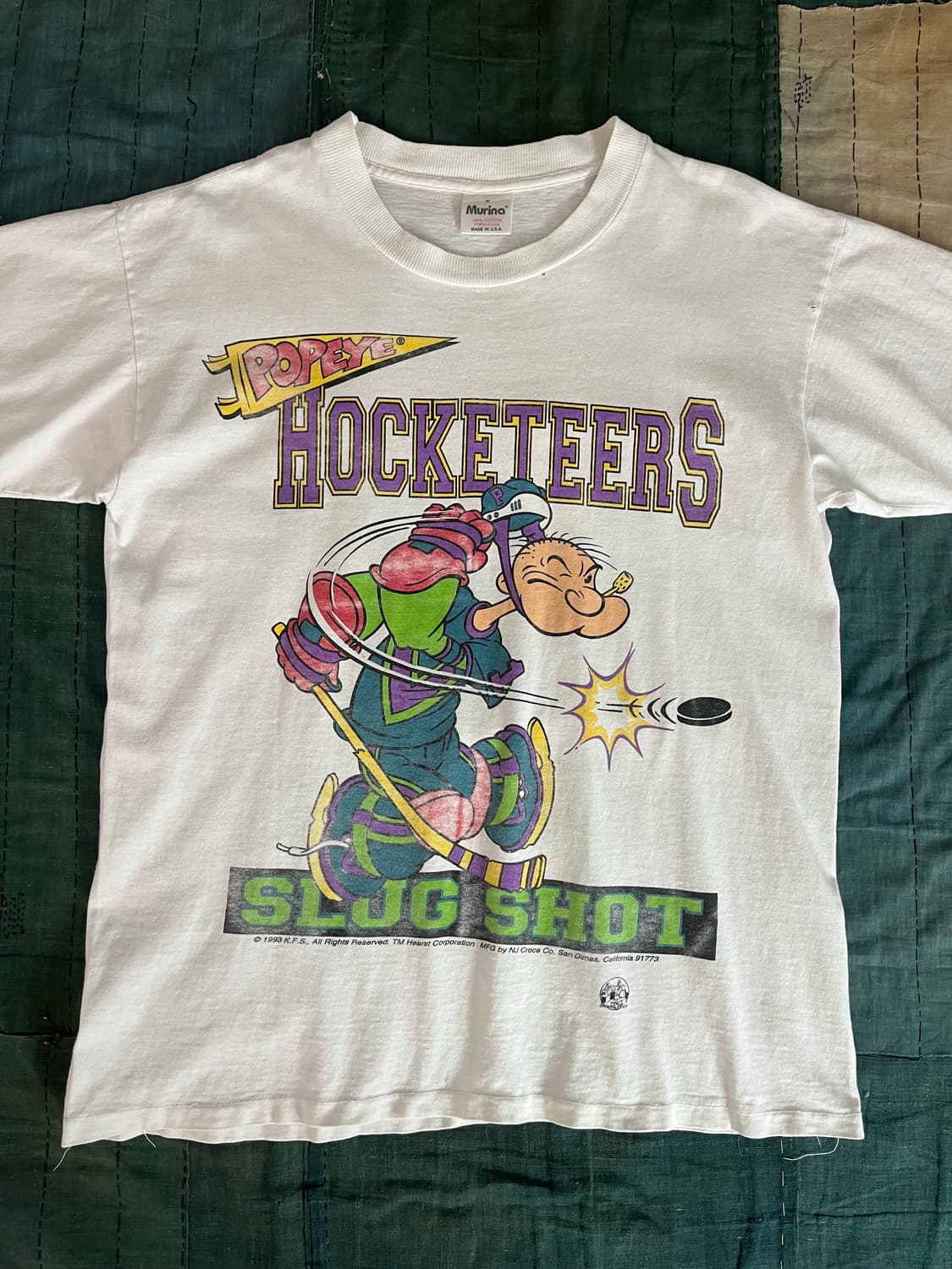 90s USA Murina 빈티지 뽀빠이 하키 싱글스티치 티셔츠 상품이미지3