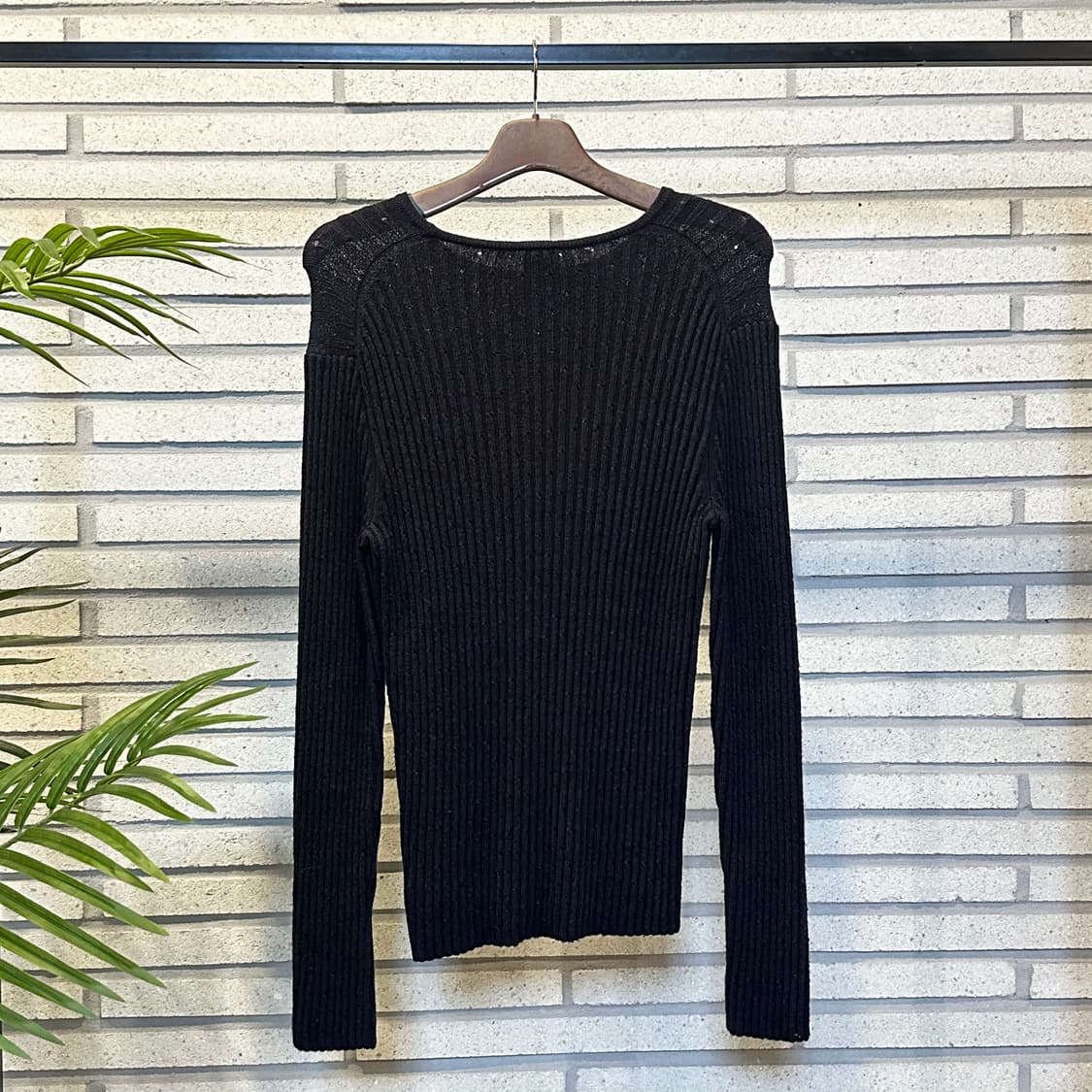 A/X 알마니익스체인지 시스루 케이블 골지니트 펀칭 디테일 슬림핏 블랙 상품이미지3