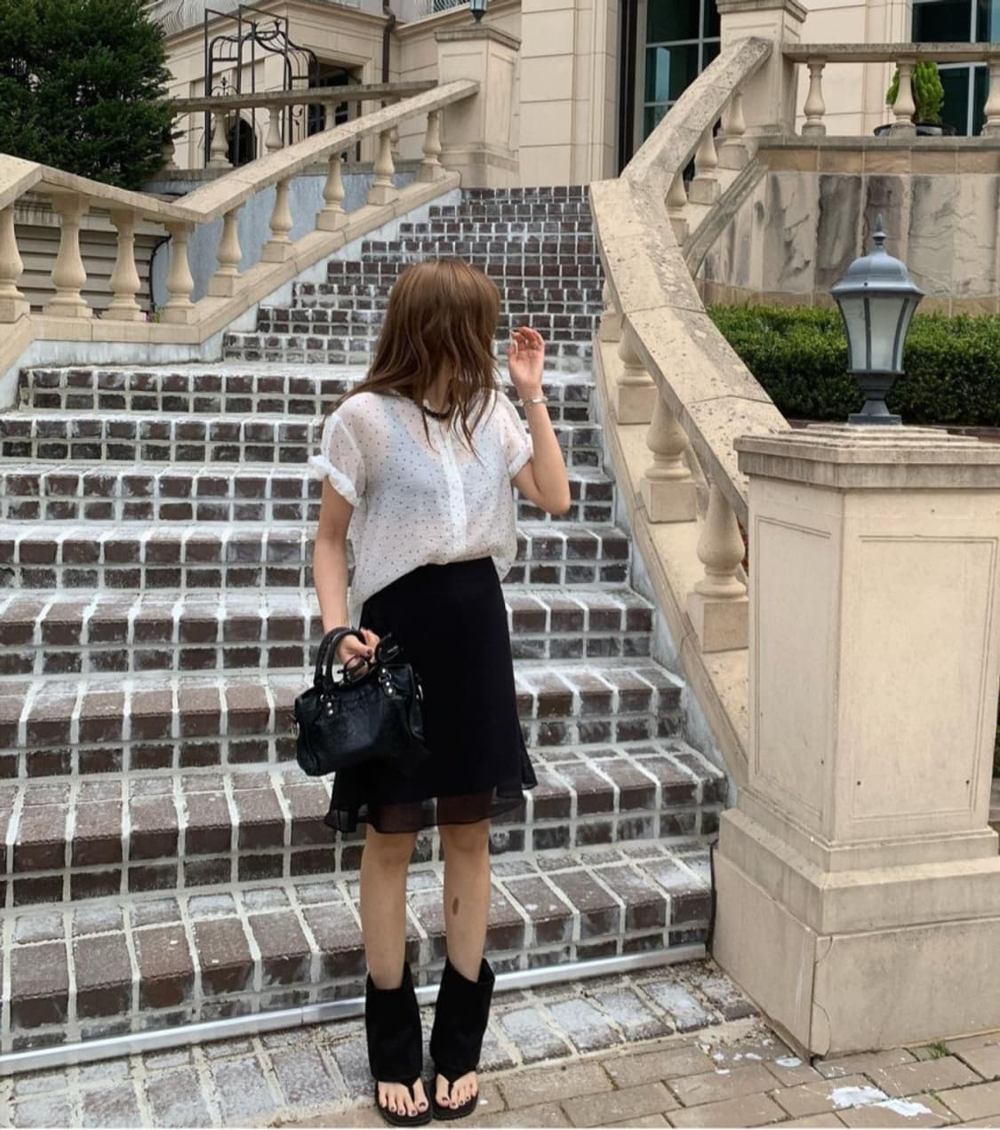 빈티지 도트 반팔 블라우스 상품이미지7