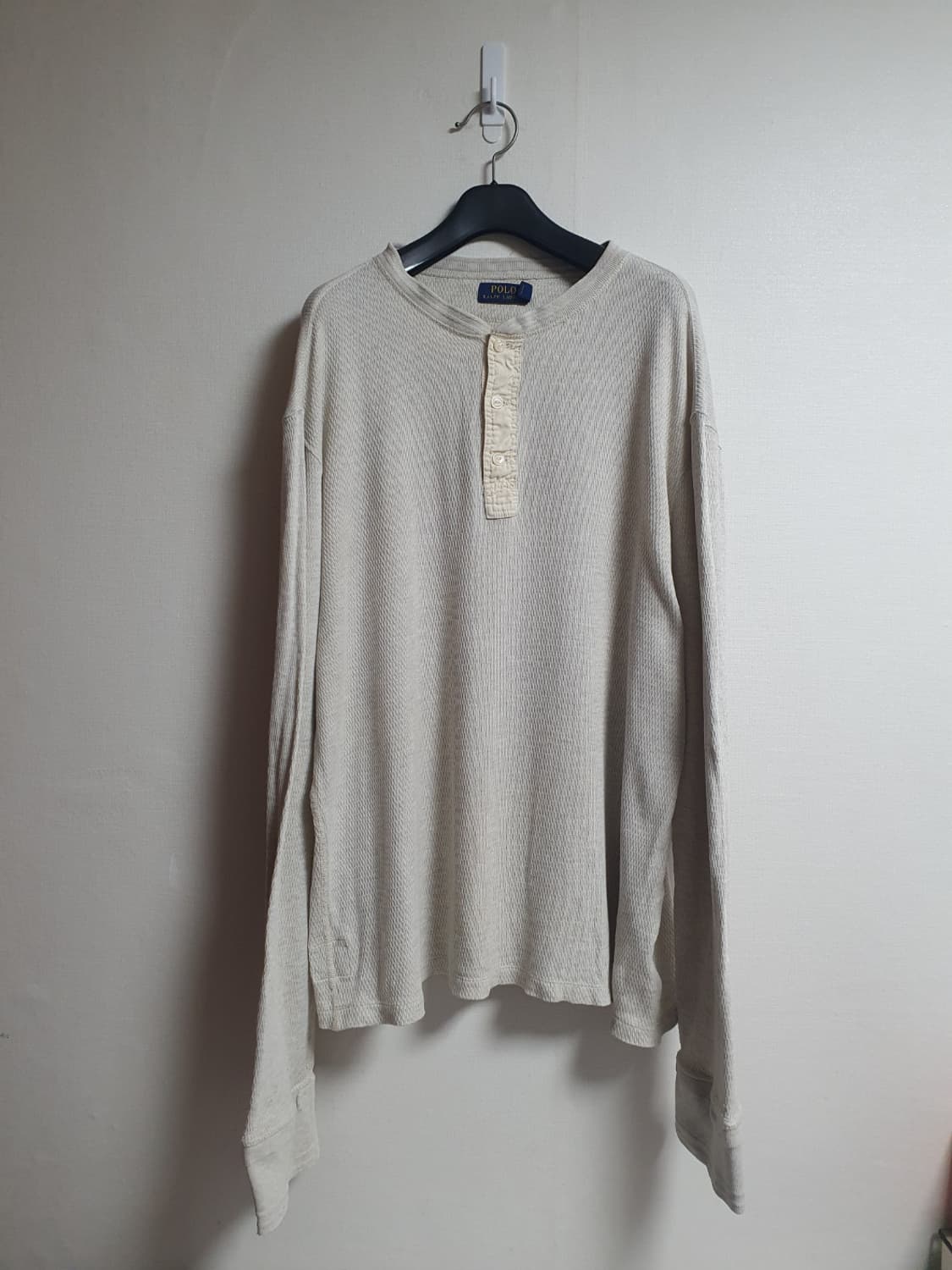 폴로 랄프로렌 와플 헨리넥 롱슬리브 니트 라이트베이지 XL 오버핏 상품이미지2