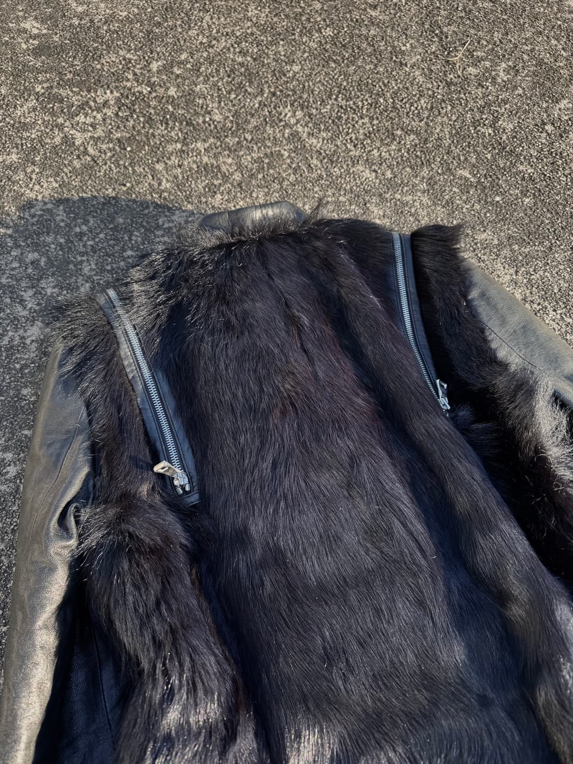 Black Leather & Fur Panel Jacket 상품이미지4