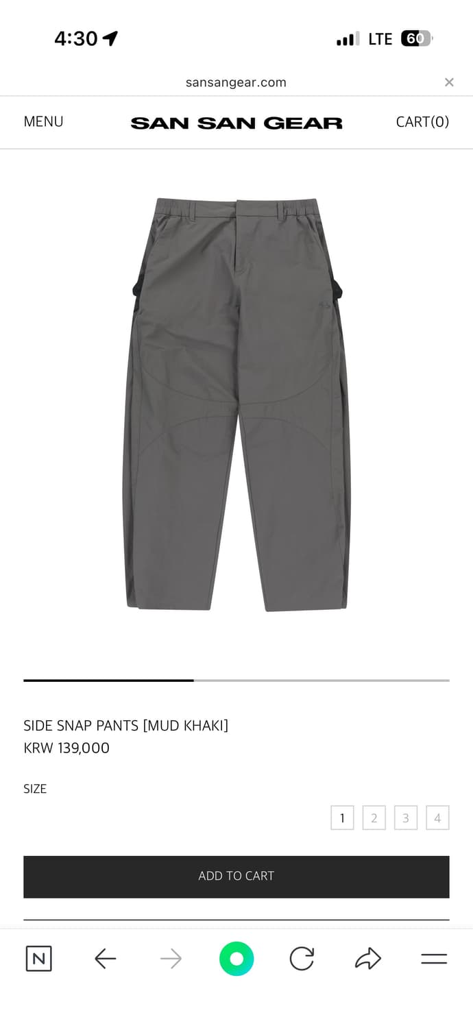 (구매원함) 산산기어 사이드스냅 머드카키 4사이즈 상품이미지1