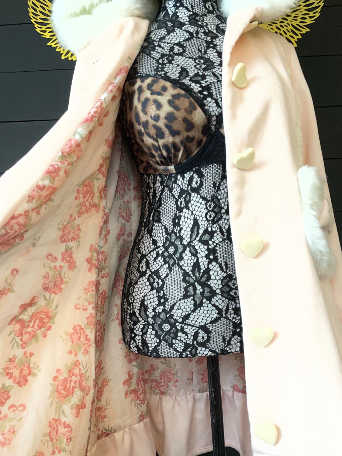 DEARY 디어리 네코미미 고양이귀 퍼 리본 핑크 갸루 코트 상품이미지10