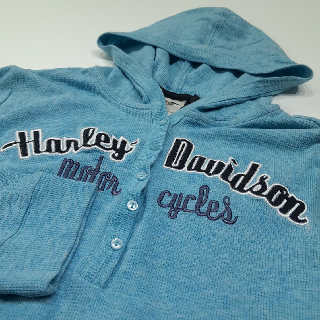 CL562 XL 할리데이비슨 미니 와플 라이트블루 후드 티셔츠 상품이미지3