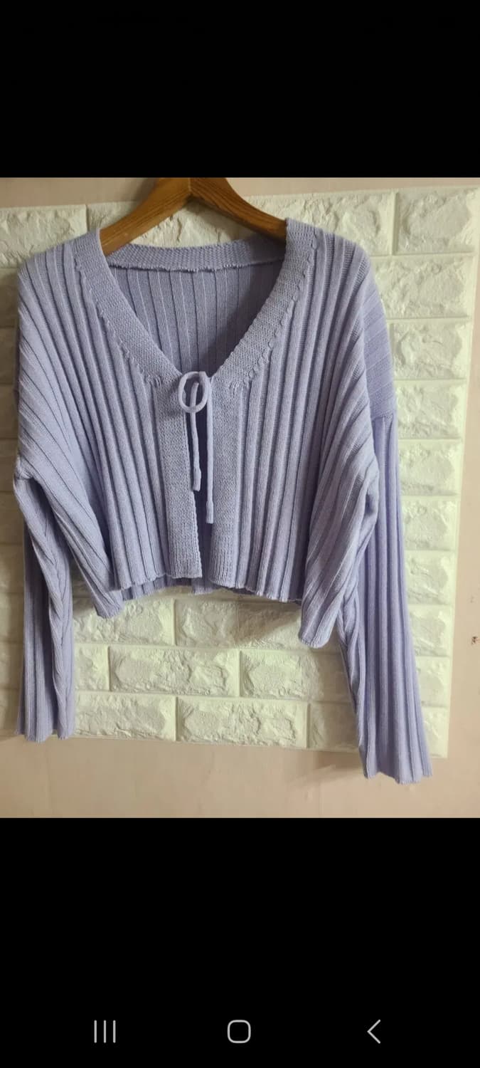 연보라 크롭 니트 가디건 상품이미지1