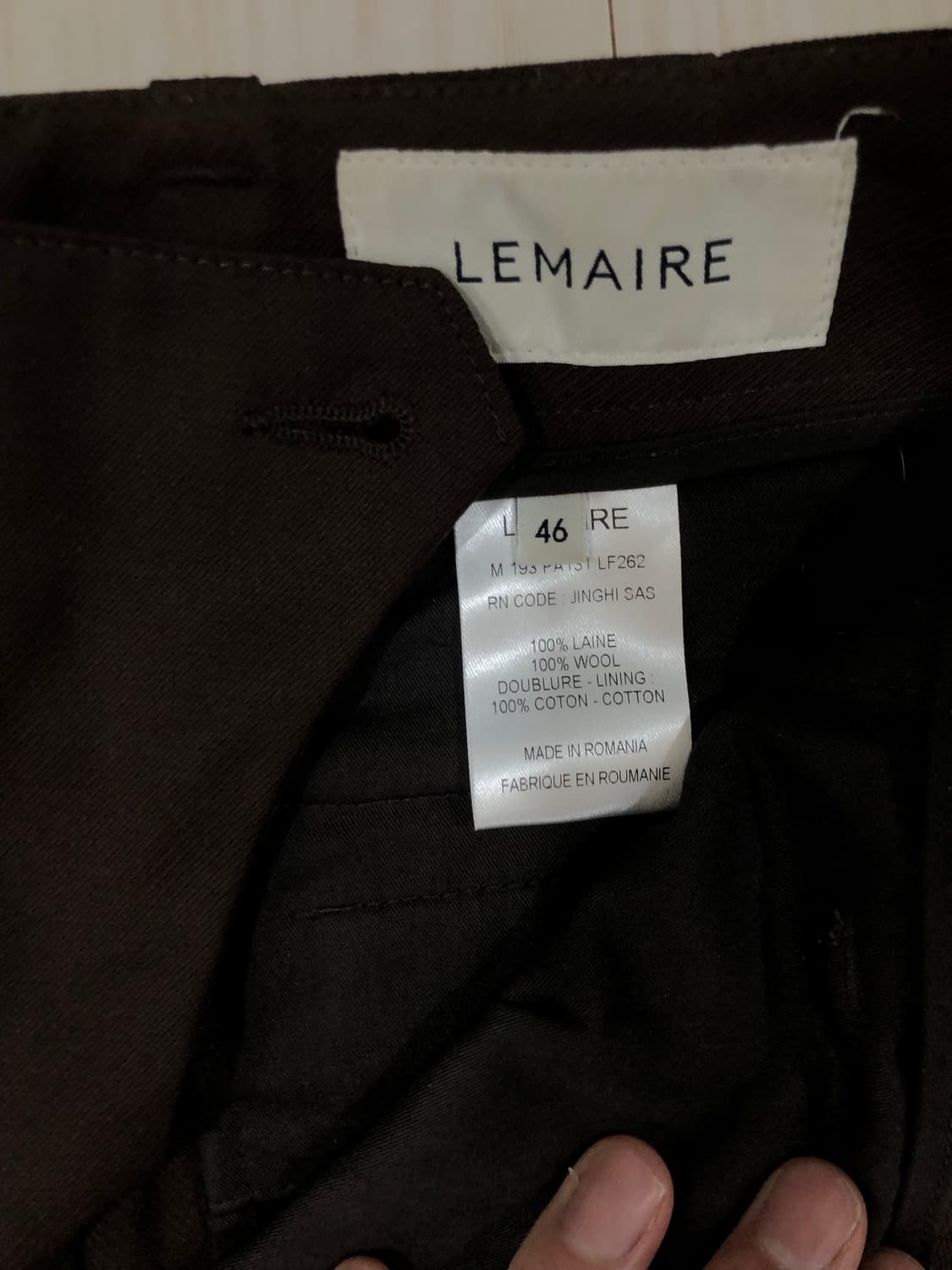 르메르 울 개버딘 와이드 팬츠 브라운 상품이미지3