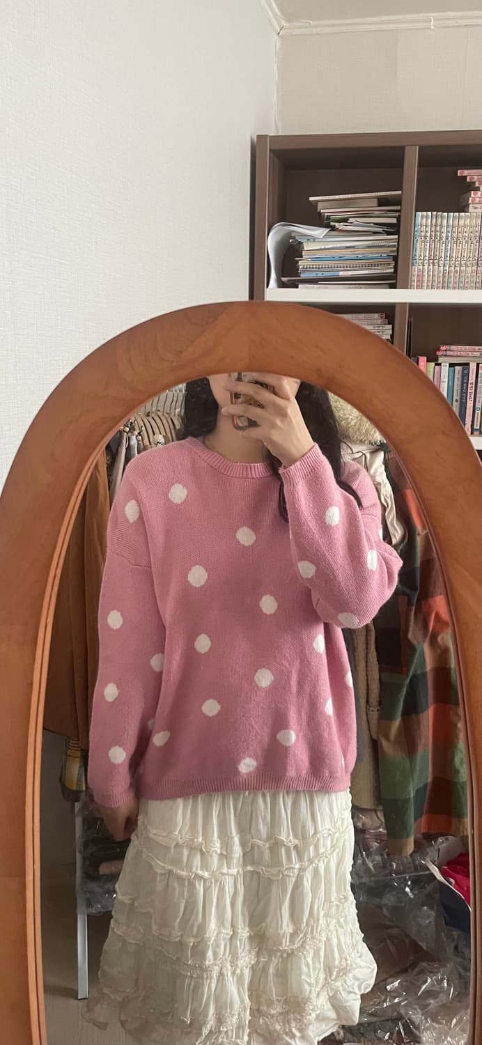모리걸 빈티지 핑크 도트 니트 💗🤍 상품이미지4