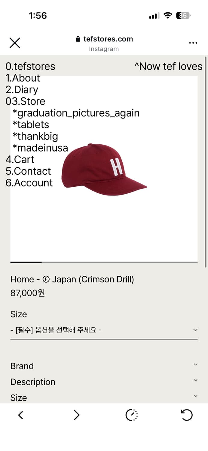 tefstores 테프스토어즈 모자 볼캡 m 상품이미지1