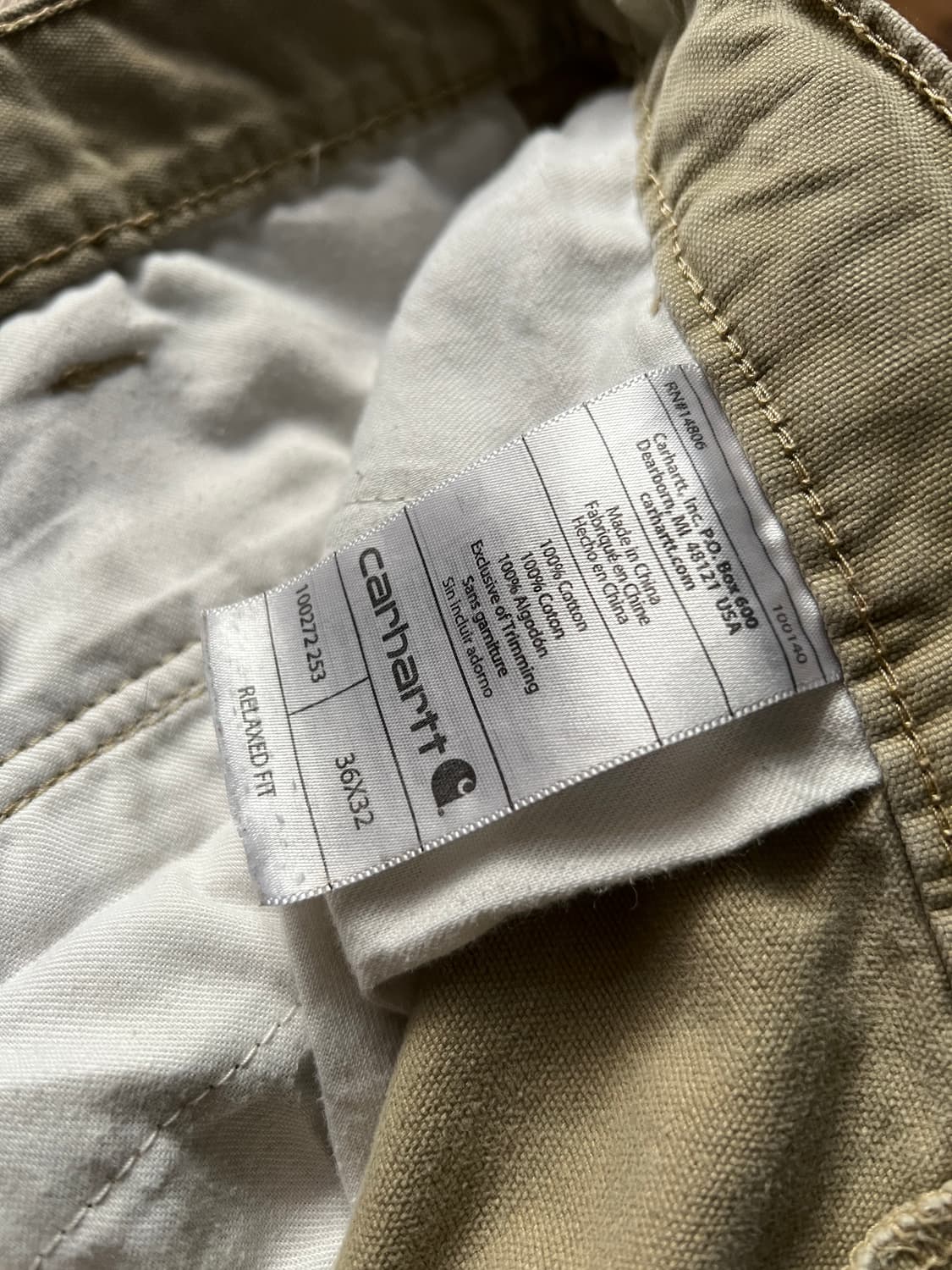 [36]칼하트 USA 더티워싱 베이지 카고 팬츠 상품이미지4