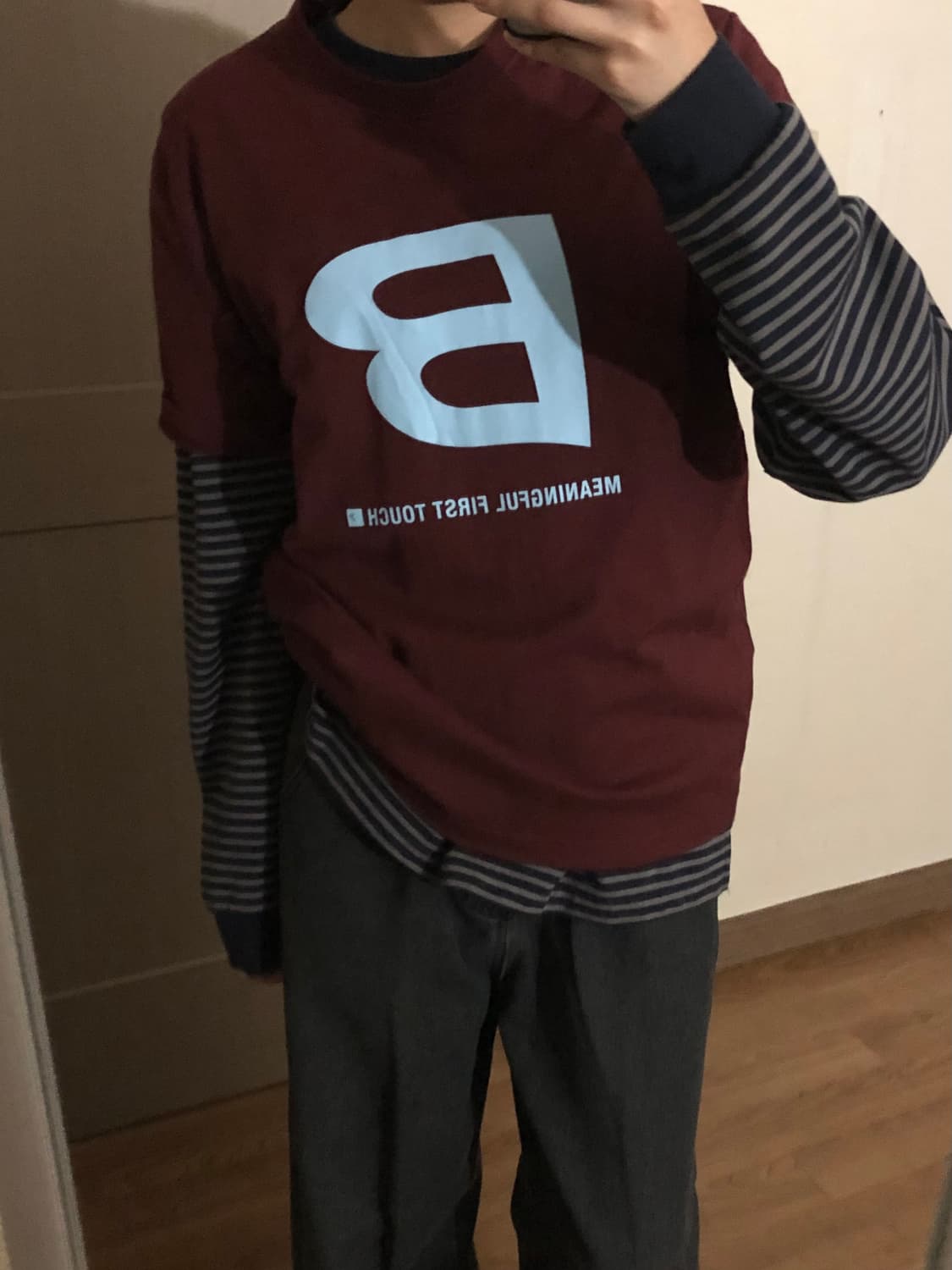 유니클로 스트라이프 롱슬리브 네이비 상품이미지5