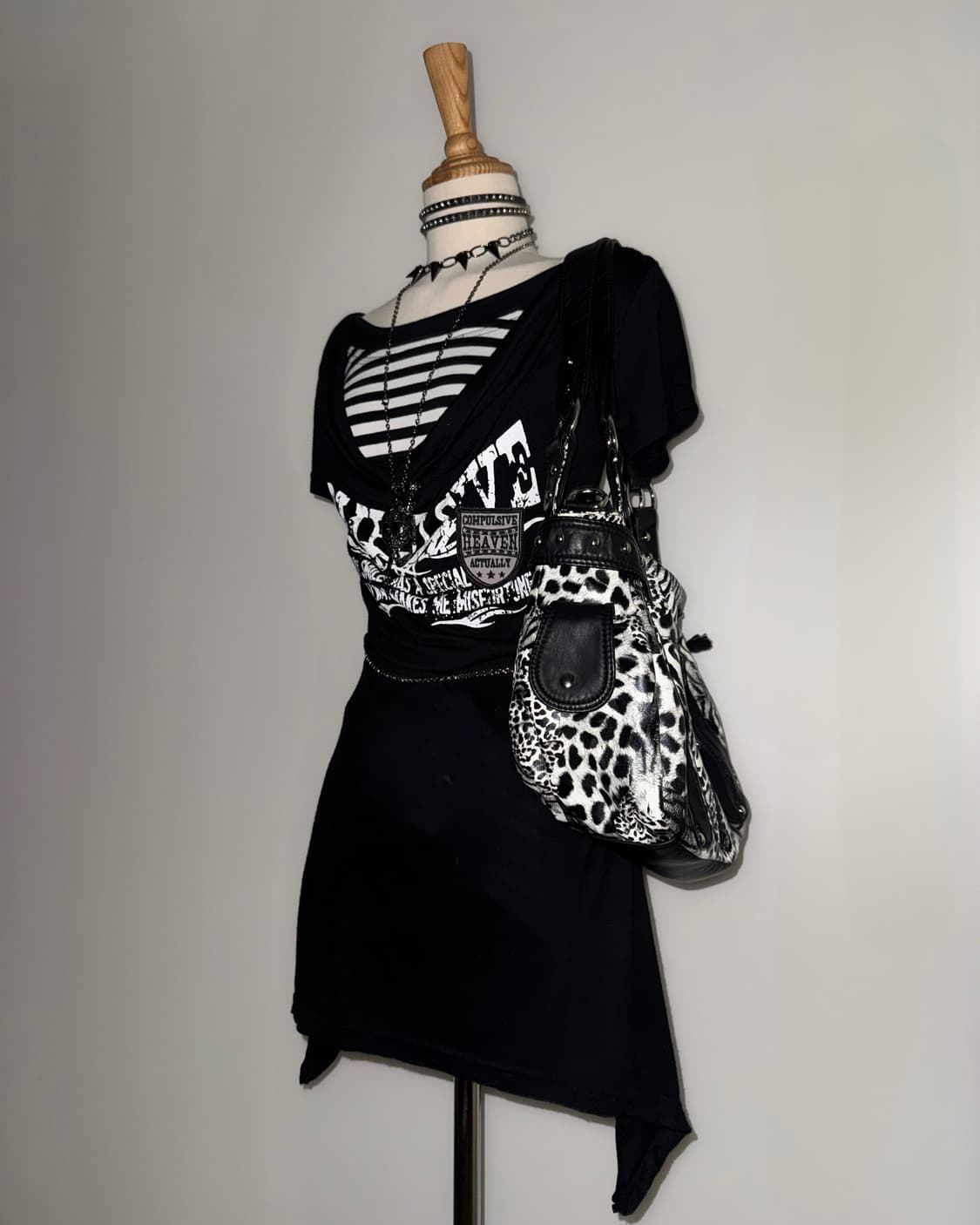 체리팝 드레이프 언발 와투케 펑크 반팔탑 원피스 상품이미지1