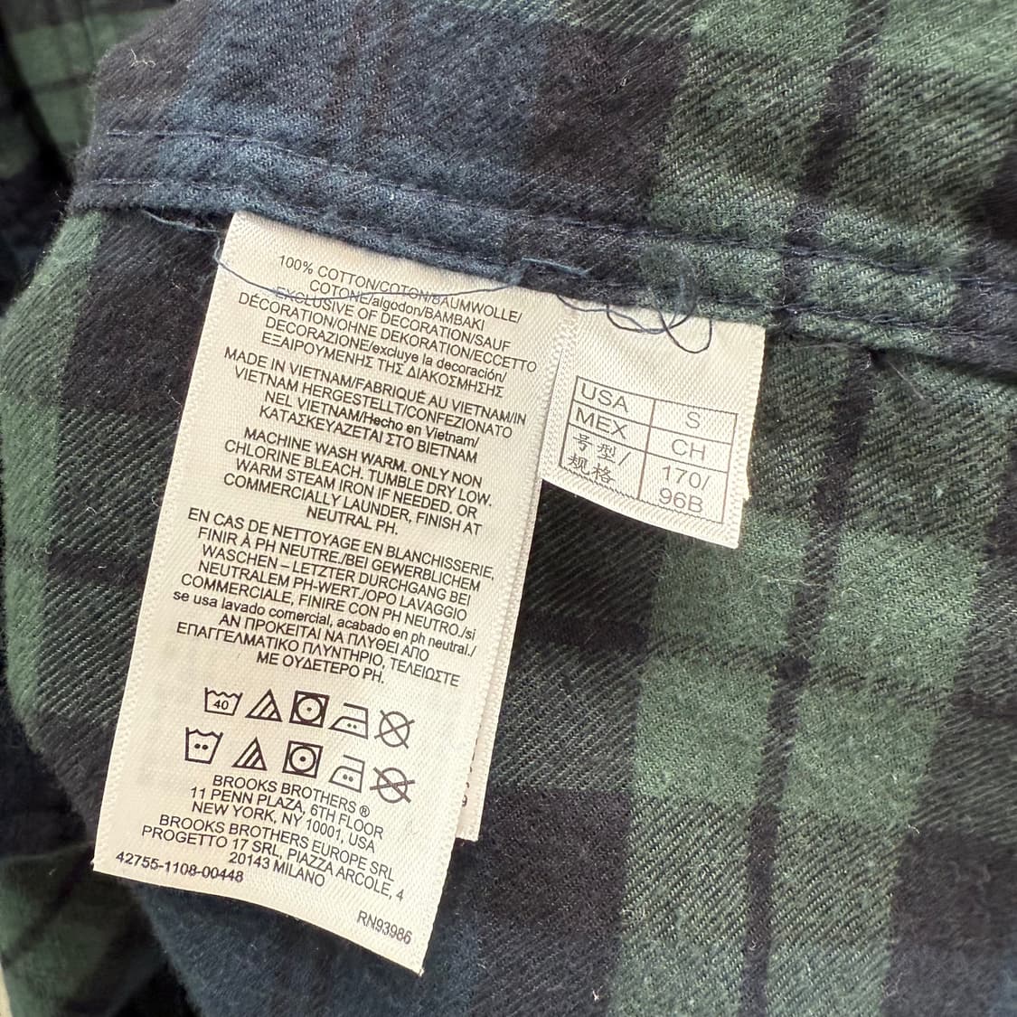 [S] 브룩스브라더스 그린 체크 셔츠 상품이미지7