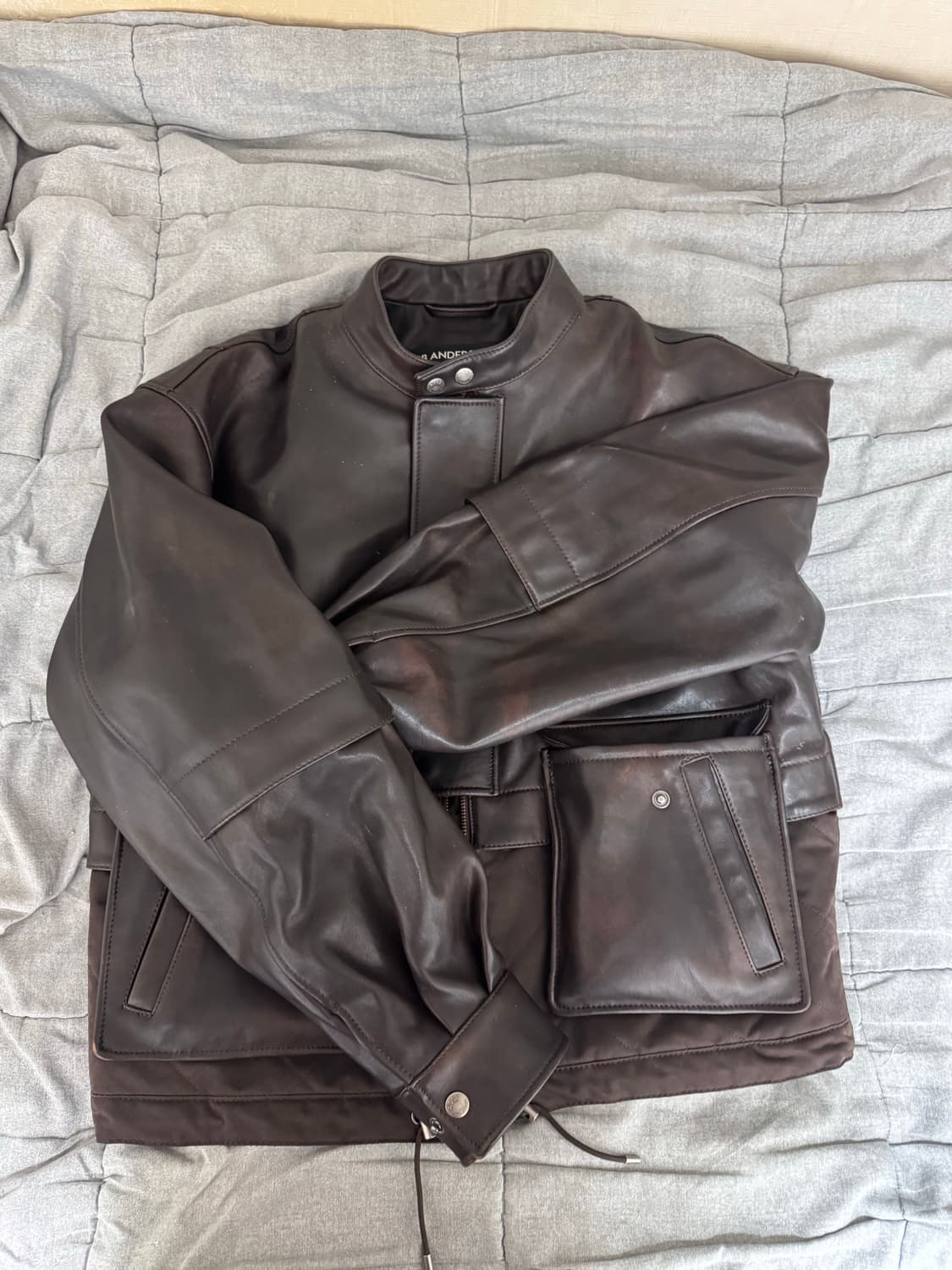 앤더슨벨 퀄티드 봄버 래더자켓   브라운 원가 138 상품이미지1