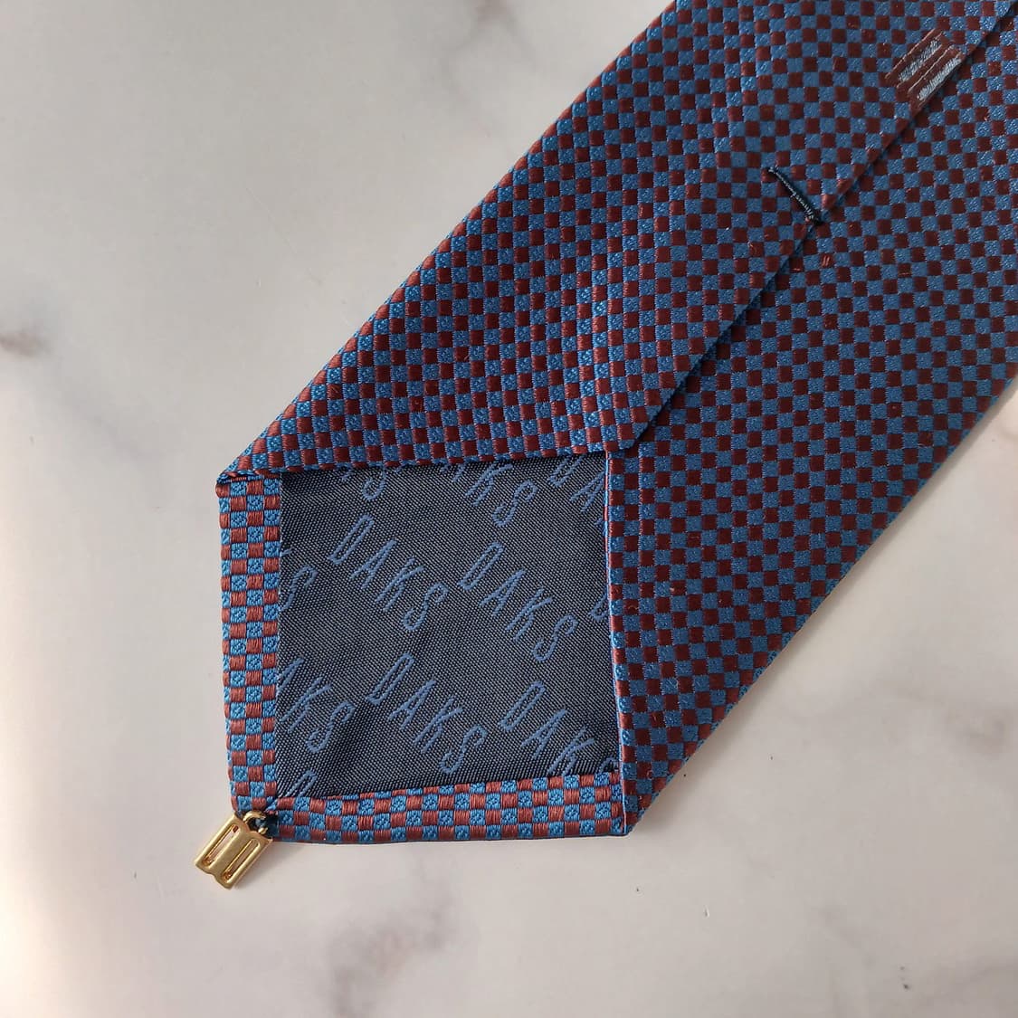 DAKS 닥스 실크 블루 체크 패턴 넥타이 8cm 새상품 E846 상품이미지8