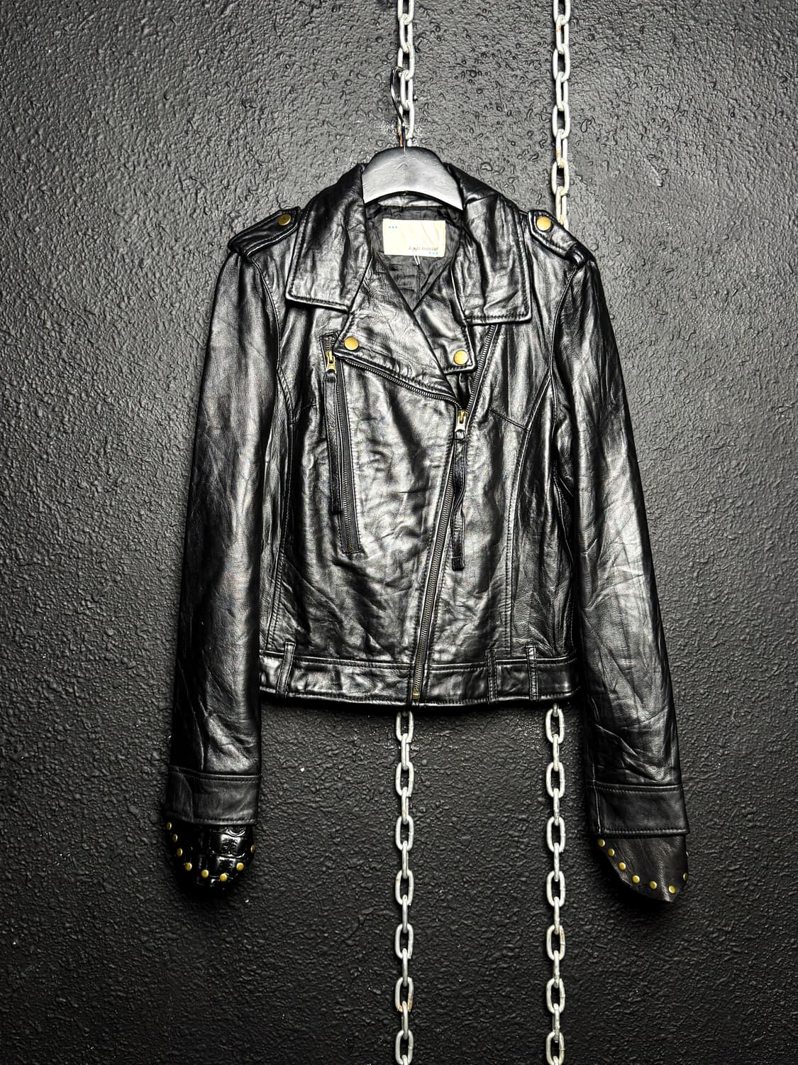 Crocodile Embossed Leather Rider Jacket  상품이미지6