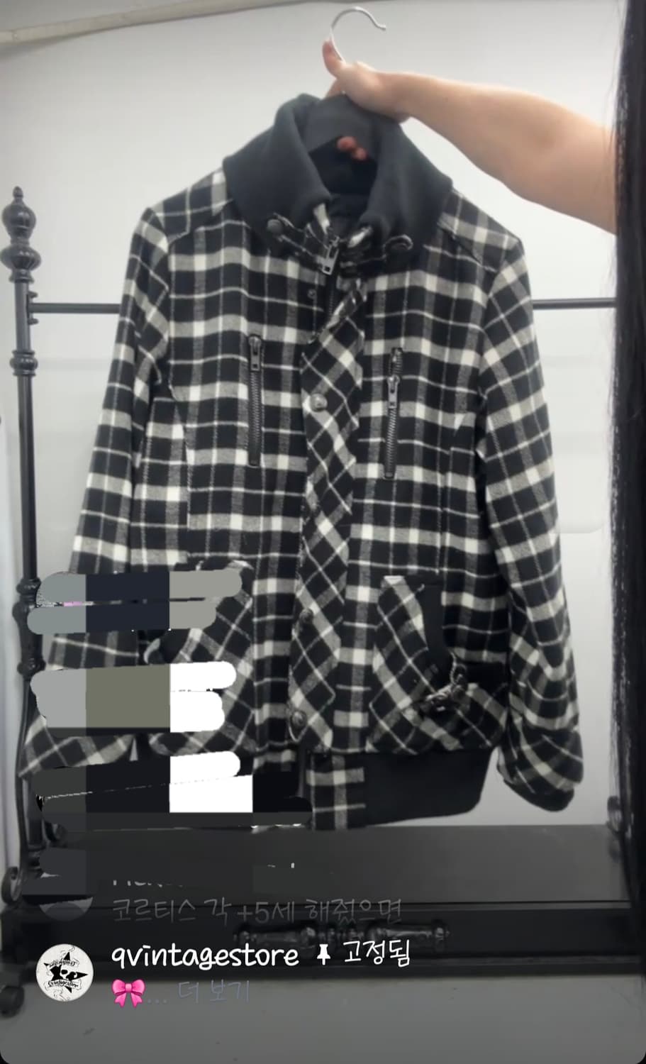 큐빈티지 acr 무채색 체크자켓 상품이미지1