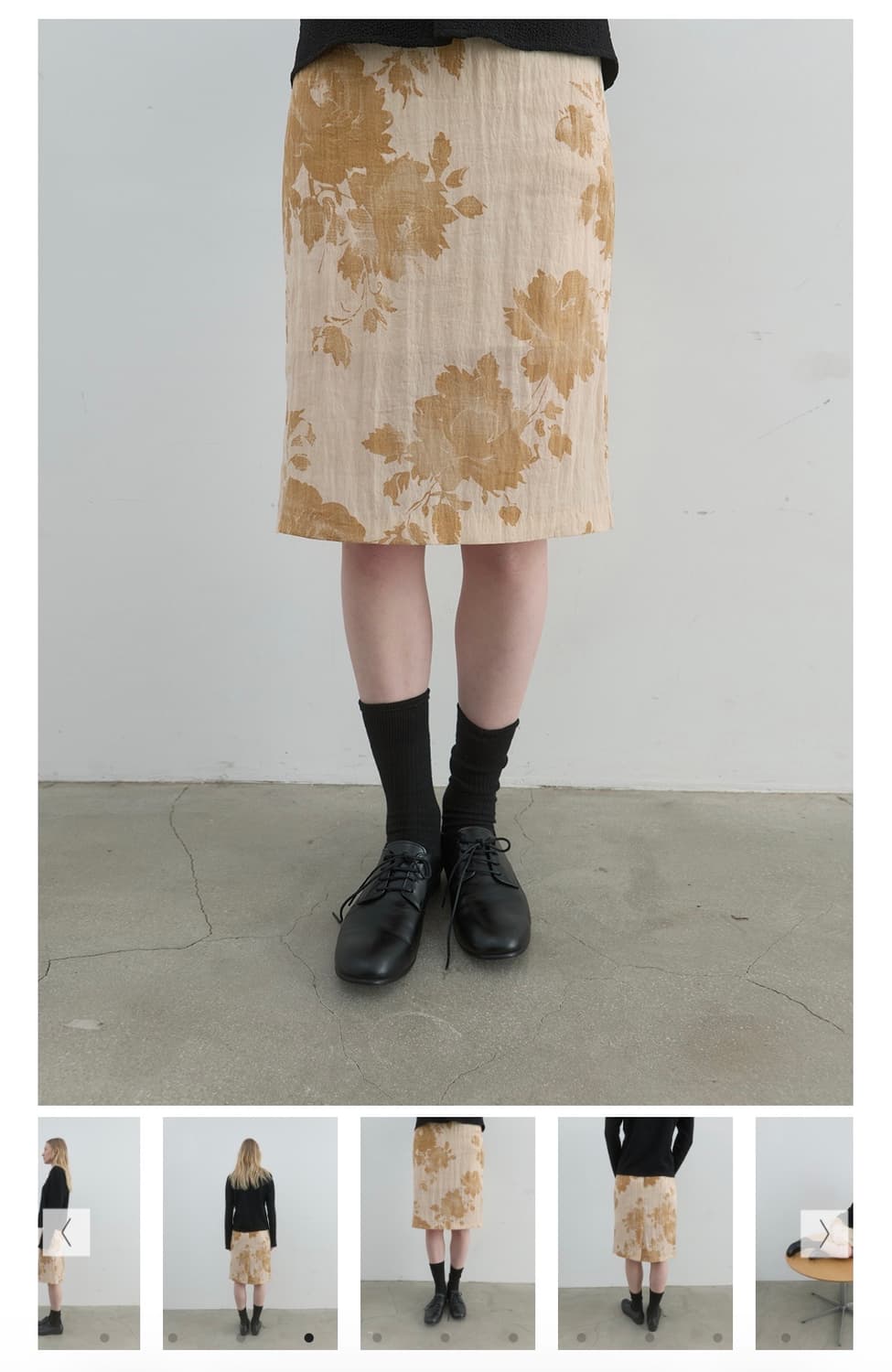 실키 플로럴 미디 스커트 세피아 상품이미지2