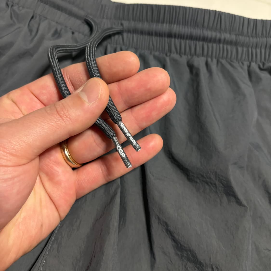 정품 코드그라피 나일론 와이드 밴딩 카고 조거팬츠 차콜 바지 상품이미지8