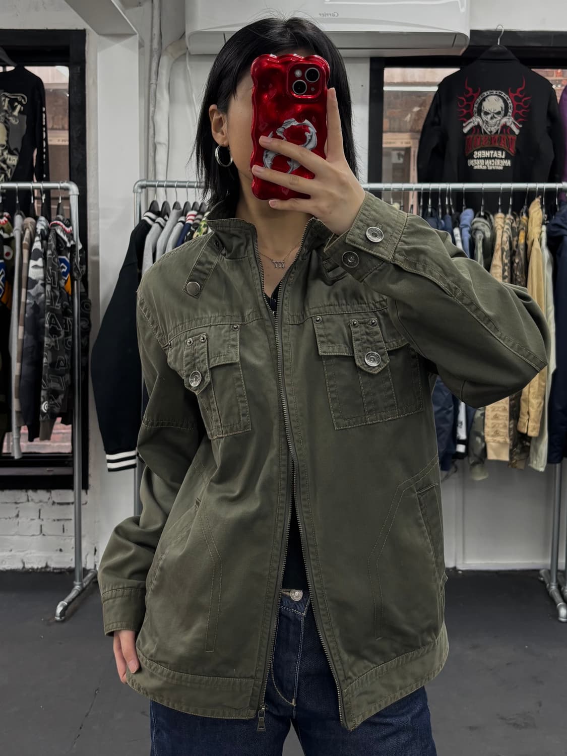 VTG 넥버클 그런지 카키 자켓 상품이미지1