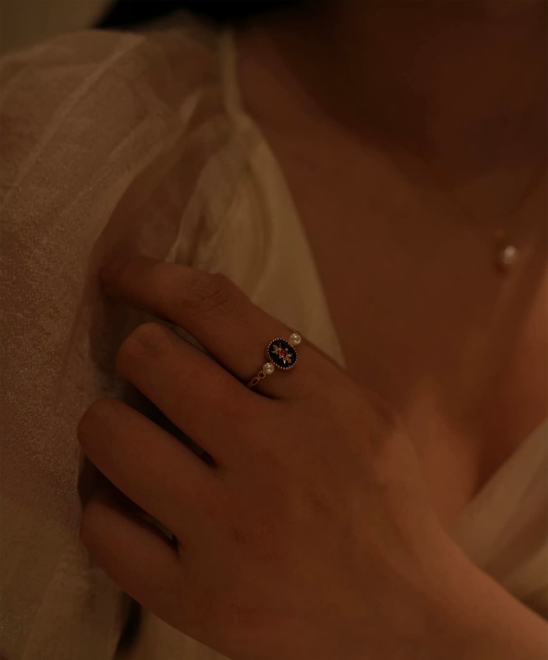 빈티지 진주 블랙 오벌 링 💛 상품이미지9