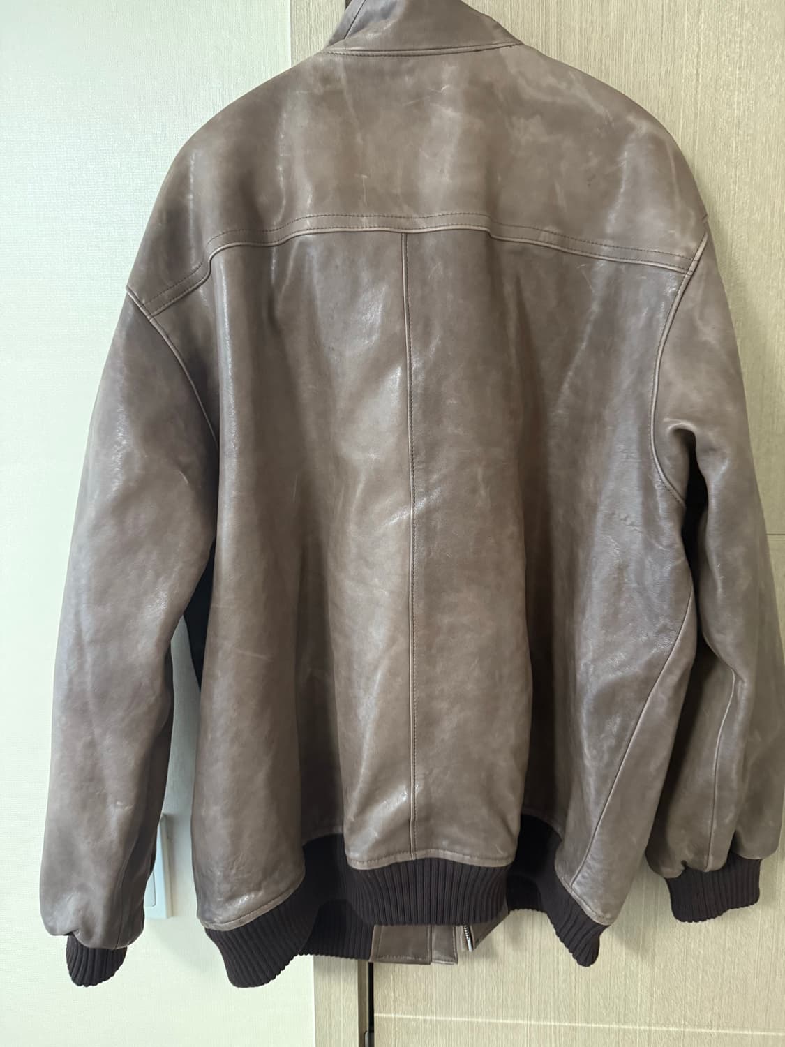 오라리 헤비 램 레더 블루종 다크브라운 4사이즈 상품이미지7