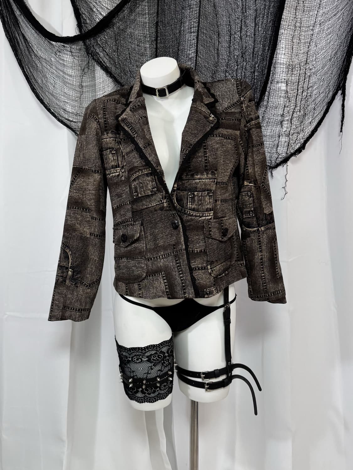 denim point lace jacket 상품이미지1