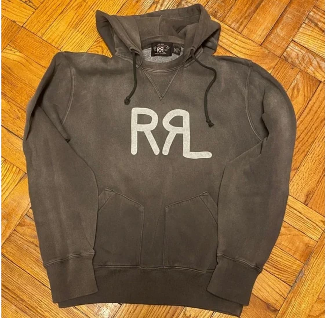 M >L 교환 RRL 더블알엘 랜치 로고 워싱 후드티 브라운 상품이미지1