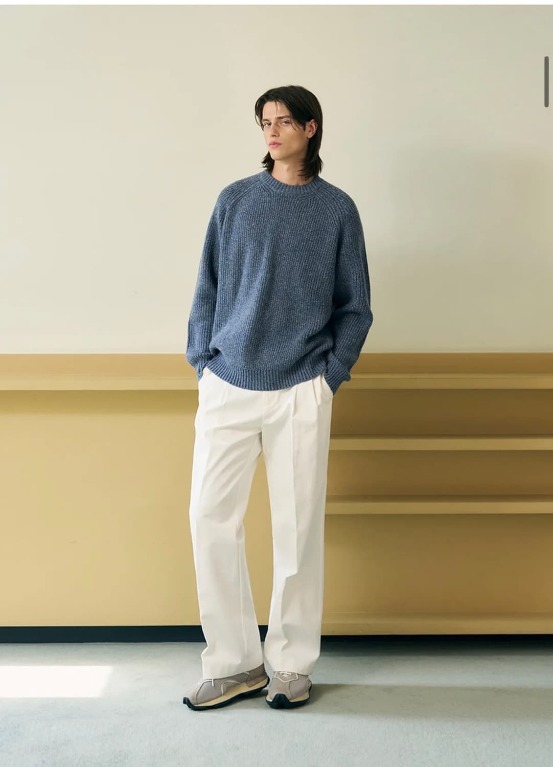 (새상품)(XL) 드로우핏 울 블렌딩 레글런 풀오버 니트 [BLUE] 상품이미지3