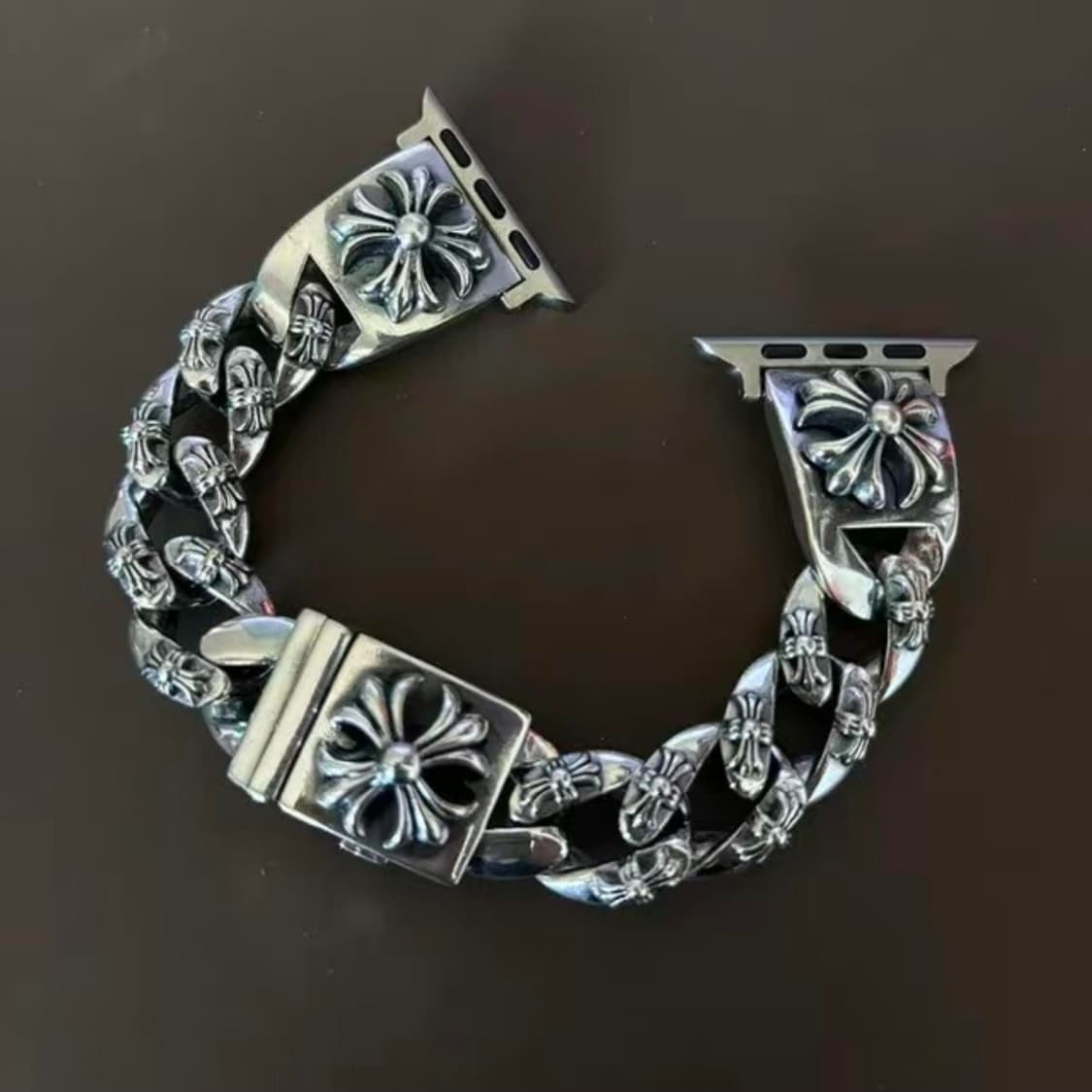 Oceaonra 실버 크로스 플라워 애플워치 스틸 스트랩 상품이미지2