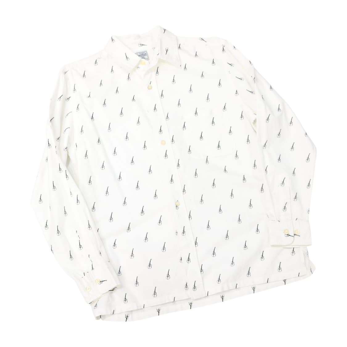 POINTER 포인터 빈티지 기타 올오버 패턴 화이트 셔츠 (M) 상품이미지1