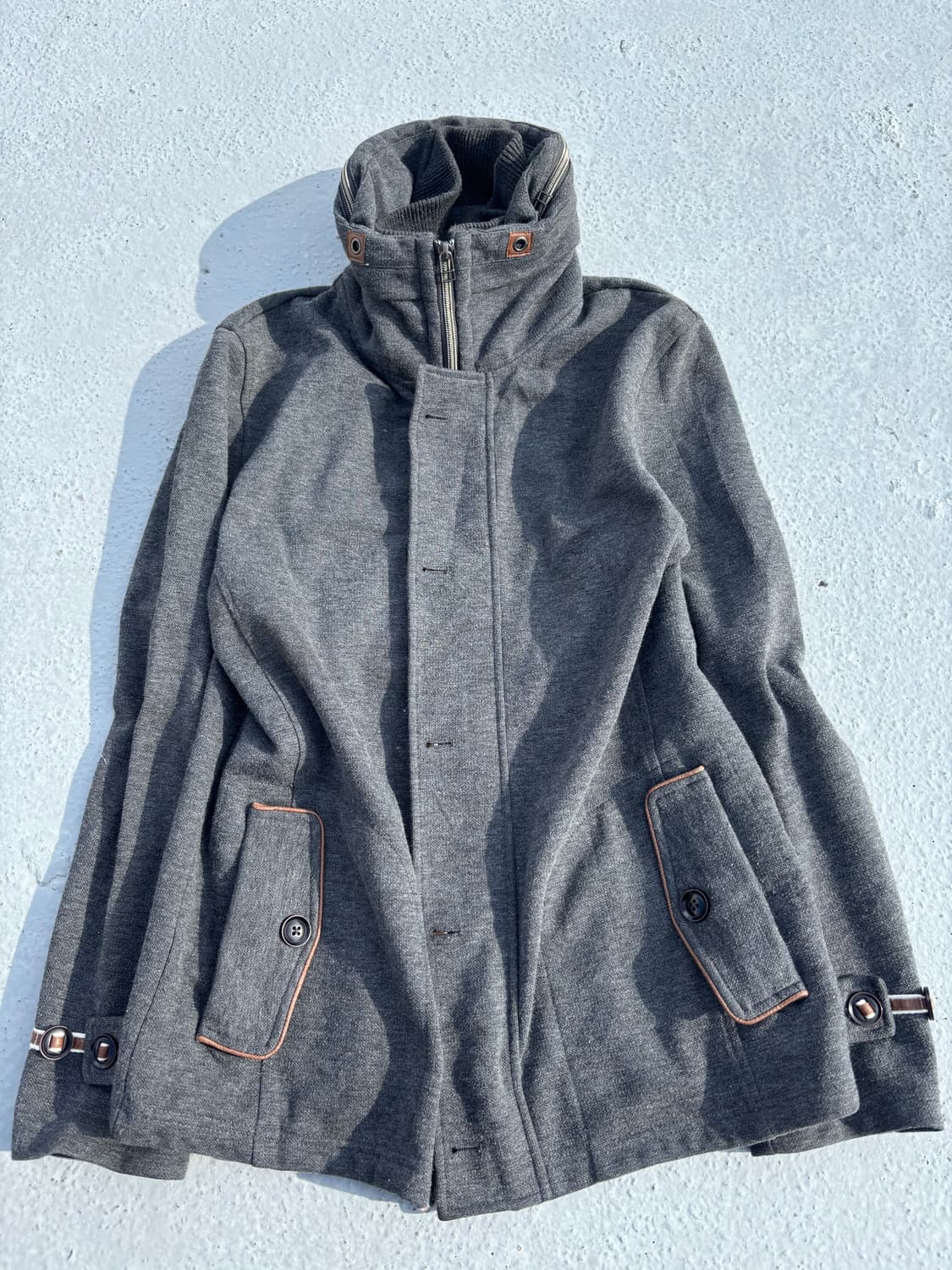 Y2K Bono-Hoodie Minimal Design Grey Zip  상품이미지1