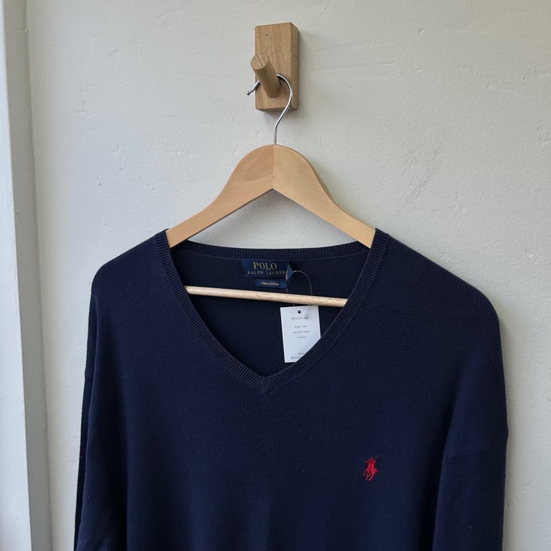 15818 - 폴로 랄프로렌 네이비 브이넥 니트 (피마 코튼) 상품이미지1