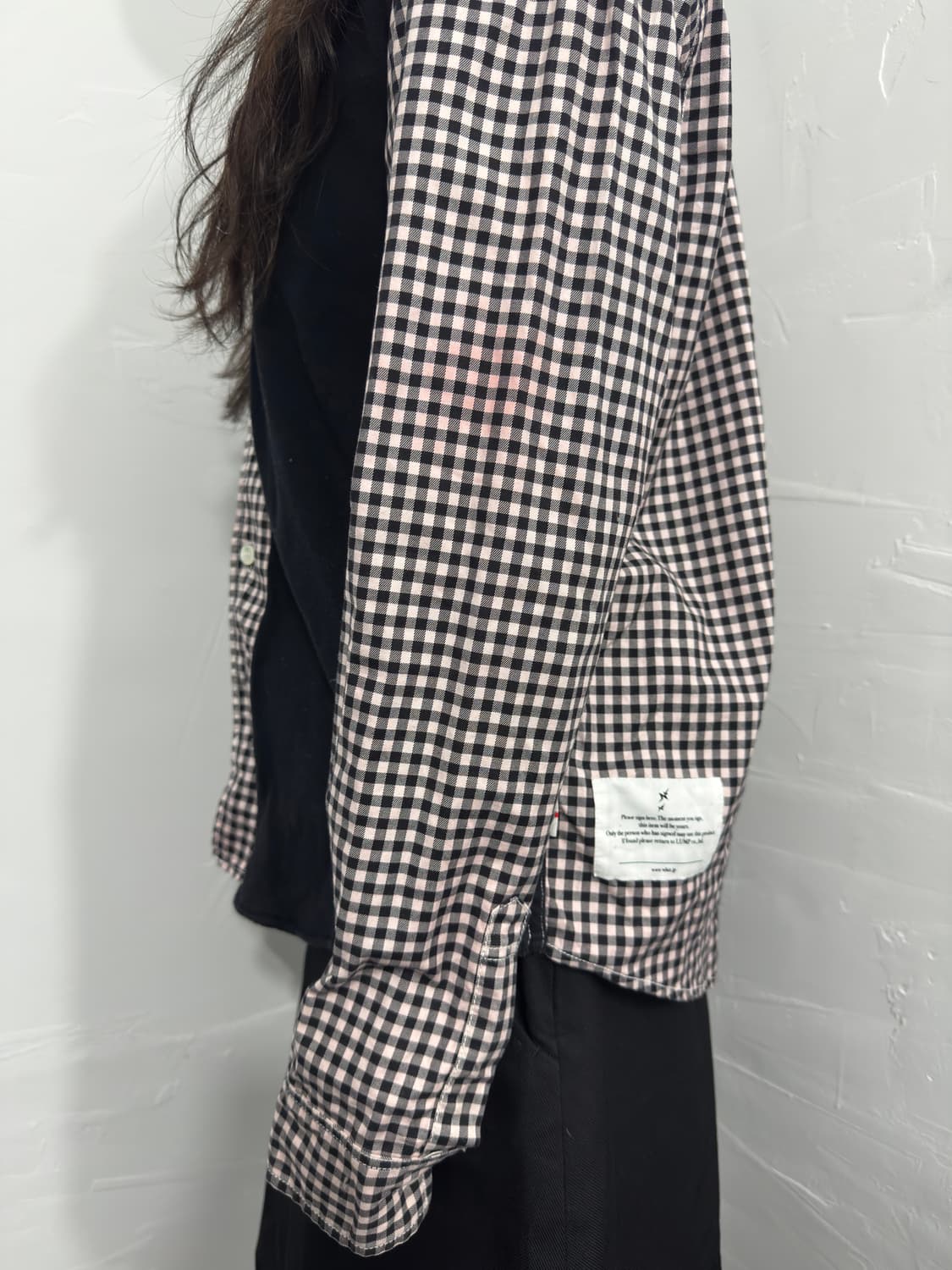 whiz pink check detail shirt 상품이미지3