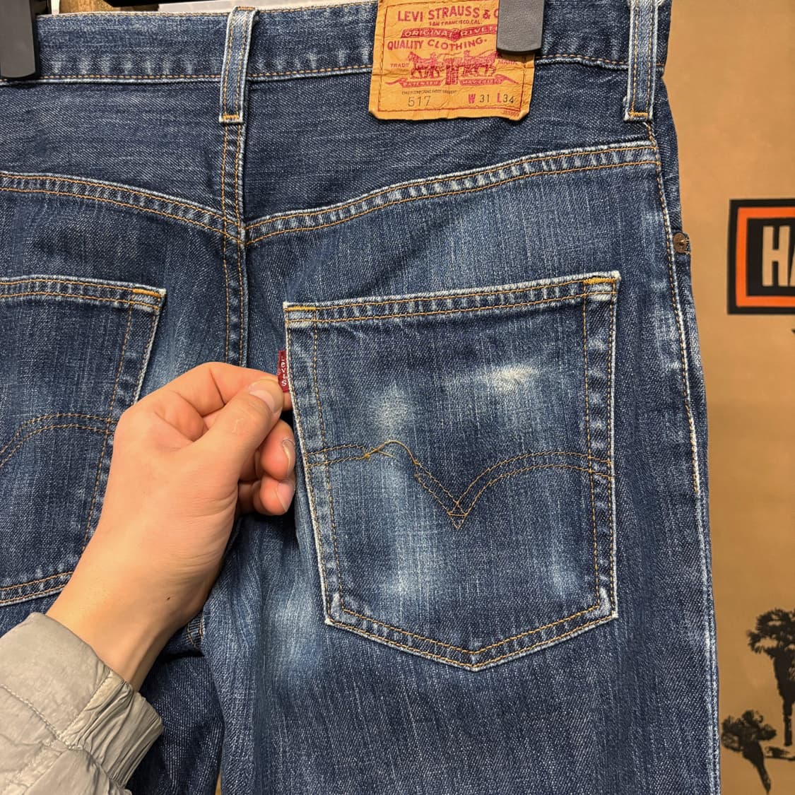00s 리바이스 517 부츠컷 빈티지워싱 인디고 블루 데님팬츠 N393 상품이미지7