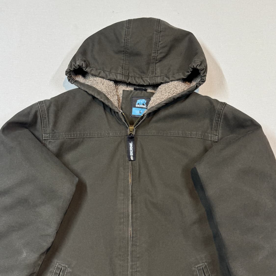 여S) BERNE 빈티지 워크웨어 액티브 자켓 올리브 모스그린 상품이미지3