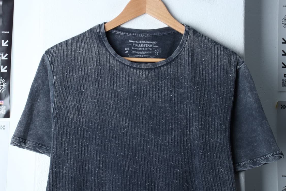 (M-XL) 풀앤베어 반팔 티셔츠 피그먼트 그레이 골지 롱-H30937 상품이미지3