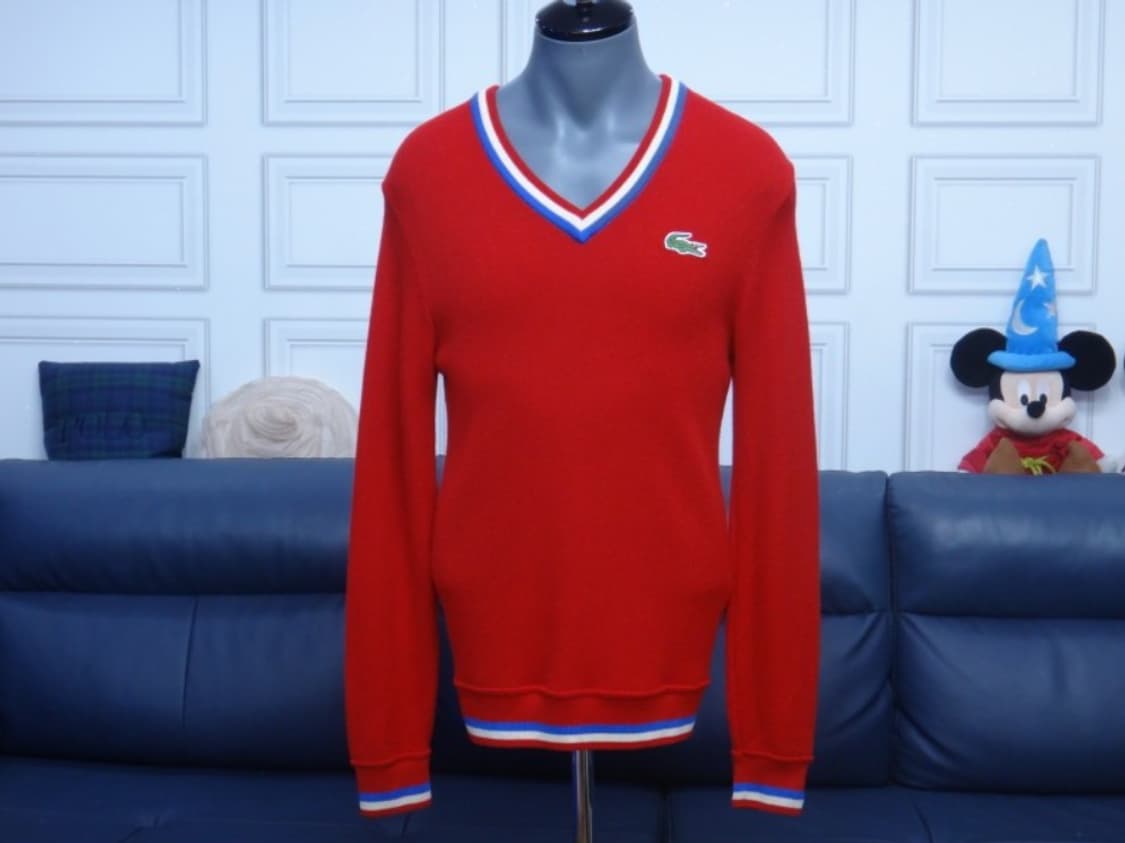 (100) 라코스테 남성 모100% 브이넥 니트 상품이미지1