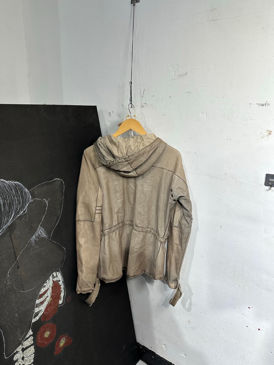 Jpn nonoyes 가죽 롱후디 하이넥 자켓 상품이미지6