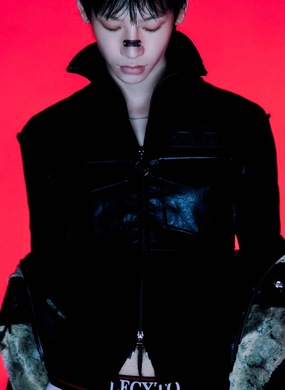 Lecyto - Fabric Mix Neck Zip Up_[Black] 상품이미지3