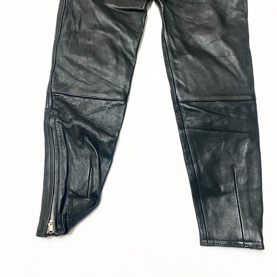 MOTO RICH - 소가죽 레더 바이커 팬츠 상품이미지6