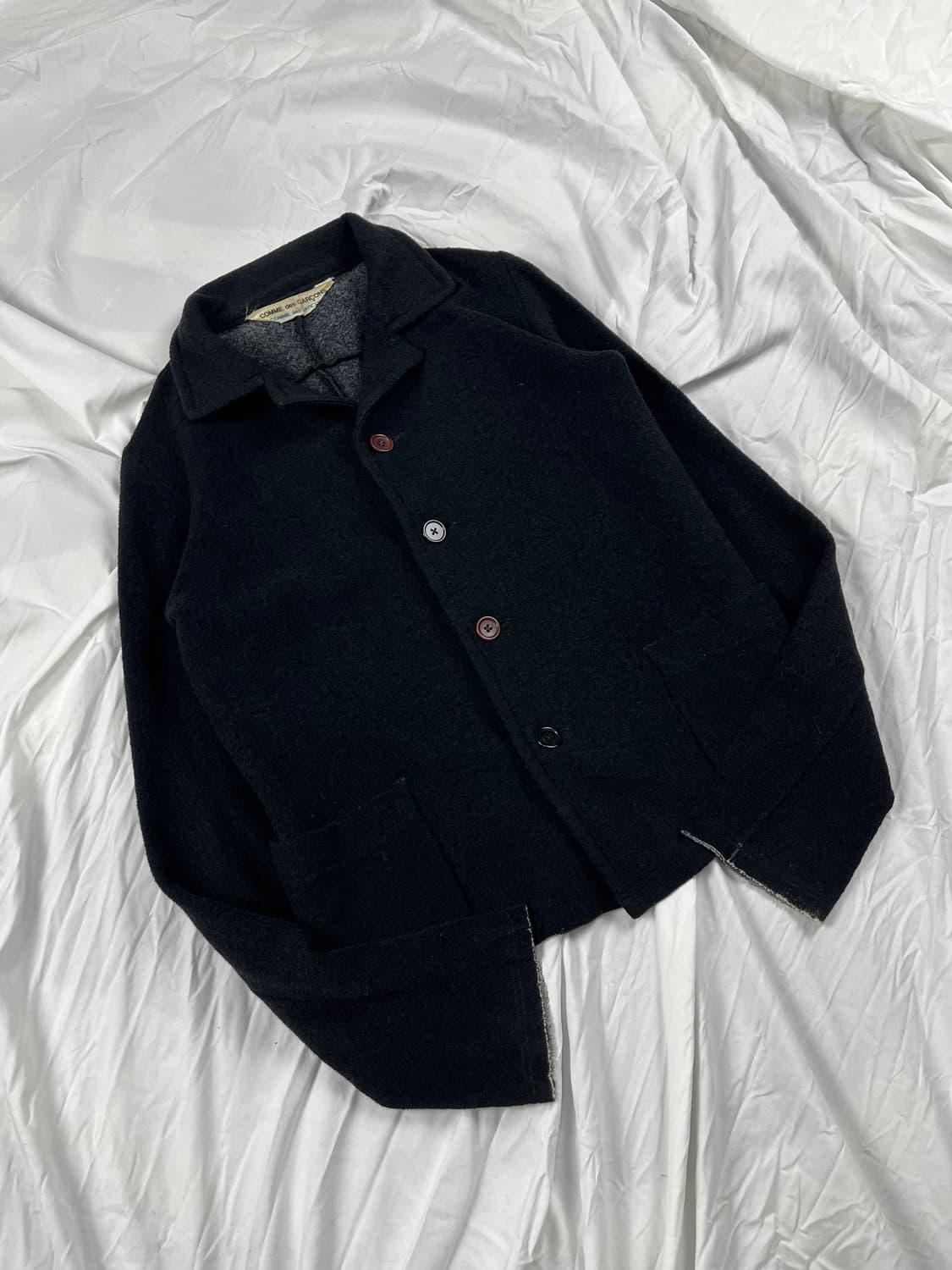 90s Comme des Garcons 축용울  소매 디스커팅 셔츠 자켓 상품이미지2