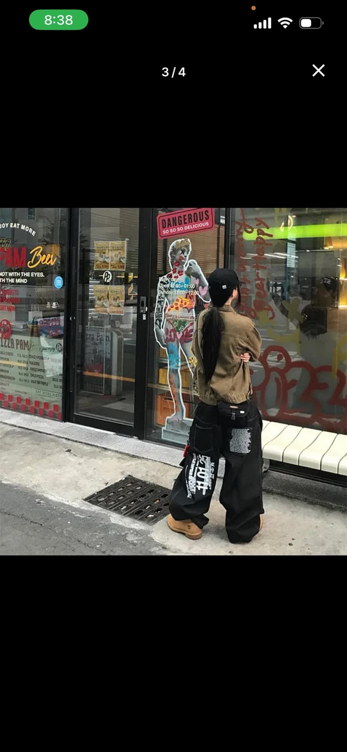 니치스 CM 일레븐 레터링 데님 와이드 팬츠 새상품 상품이미지2