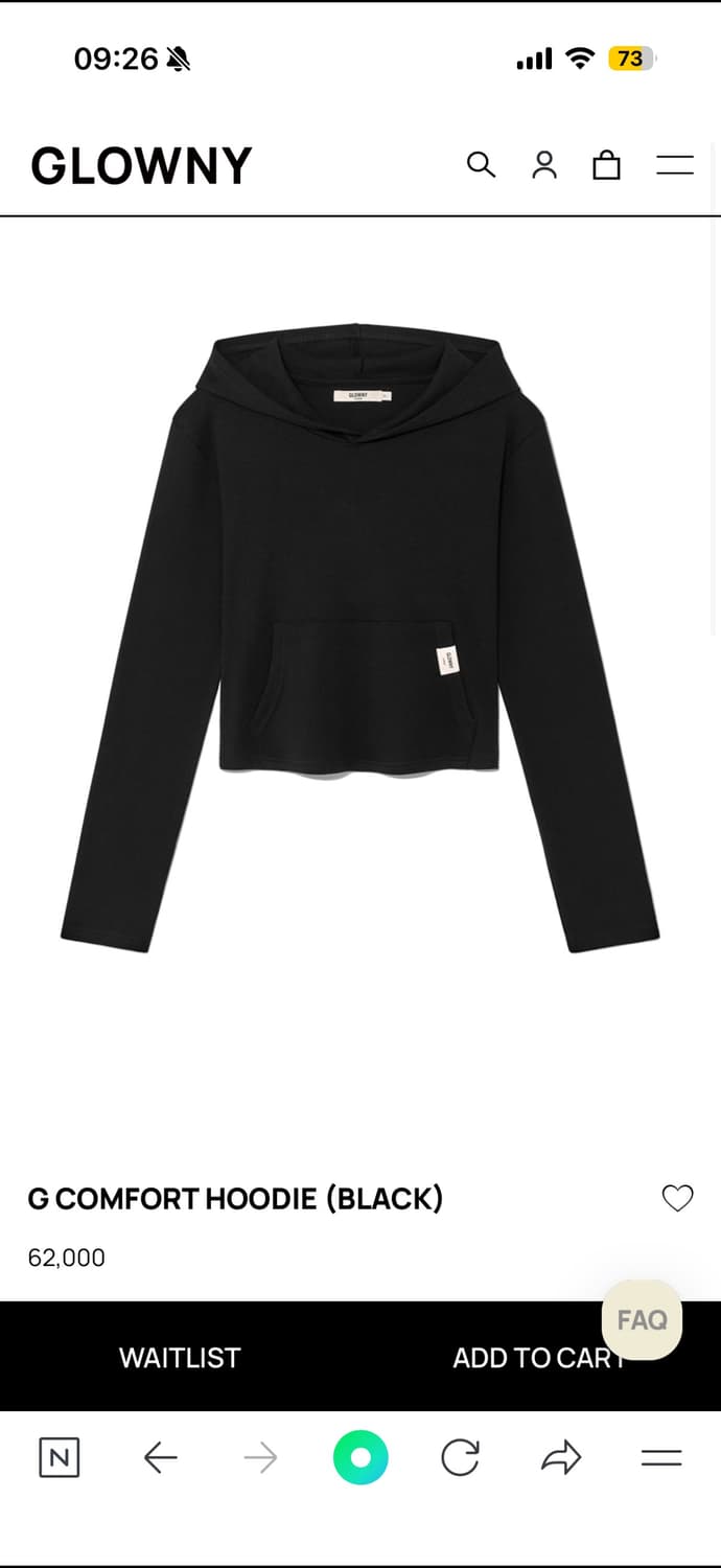 Glowny 글로니 G COMFORT HOODIE (BLACK) 상품이미지1